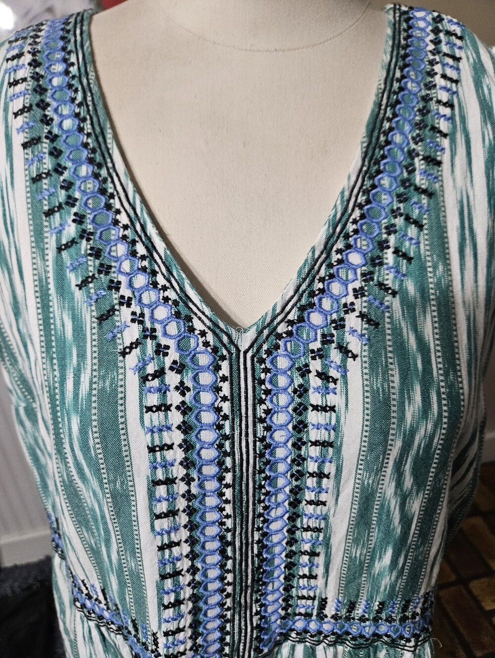 J. Jill Embroidered Cotton Dress Petite Medium - Picture 4 of 6